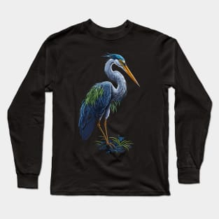 Colorful Heron Long Sleeve T-Shirt